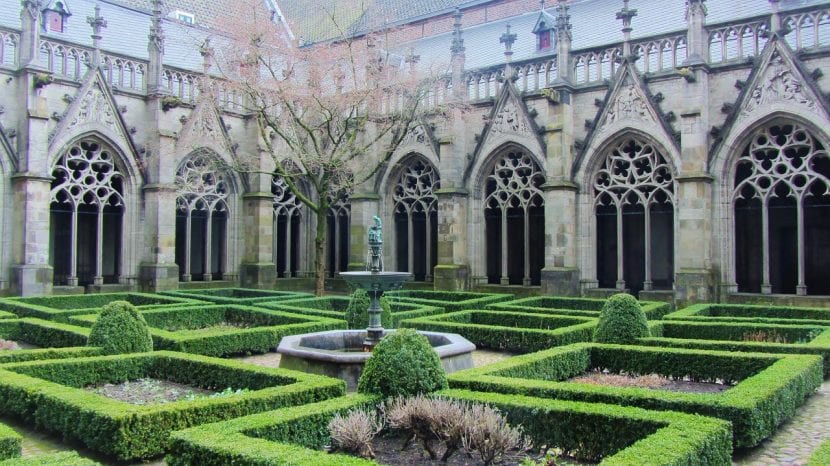 Setos de boj recortados en un jardín formal