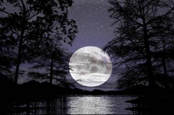 Luna llena sobre un cielo nocturno despejado