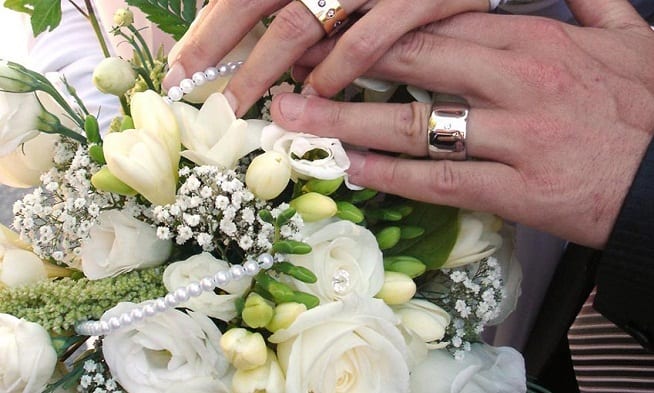 Ramo de novia montado en floristería